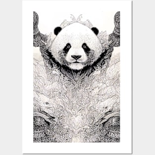 Panda Animal Wild Nature Illustration Line Epic Illustration Line Art Posters and Art